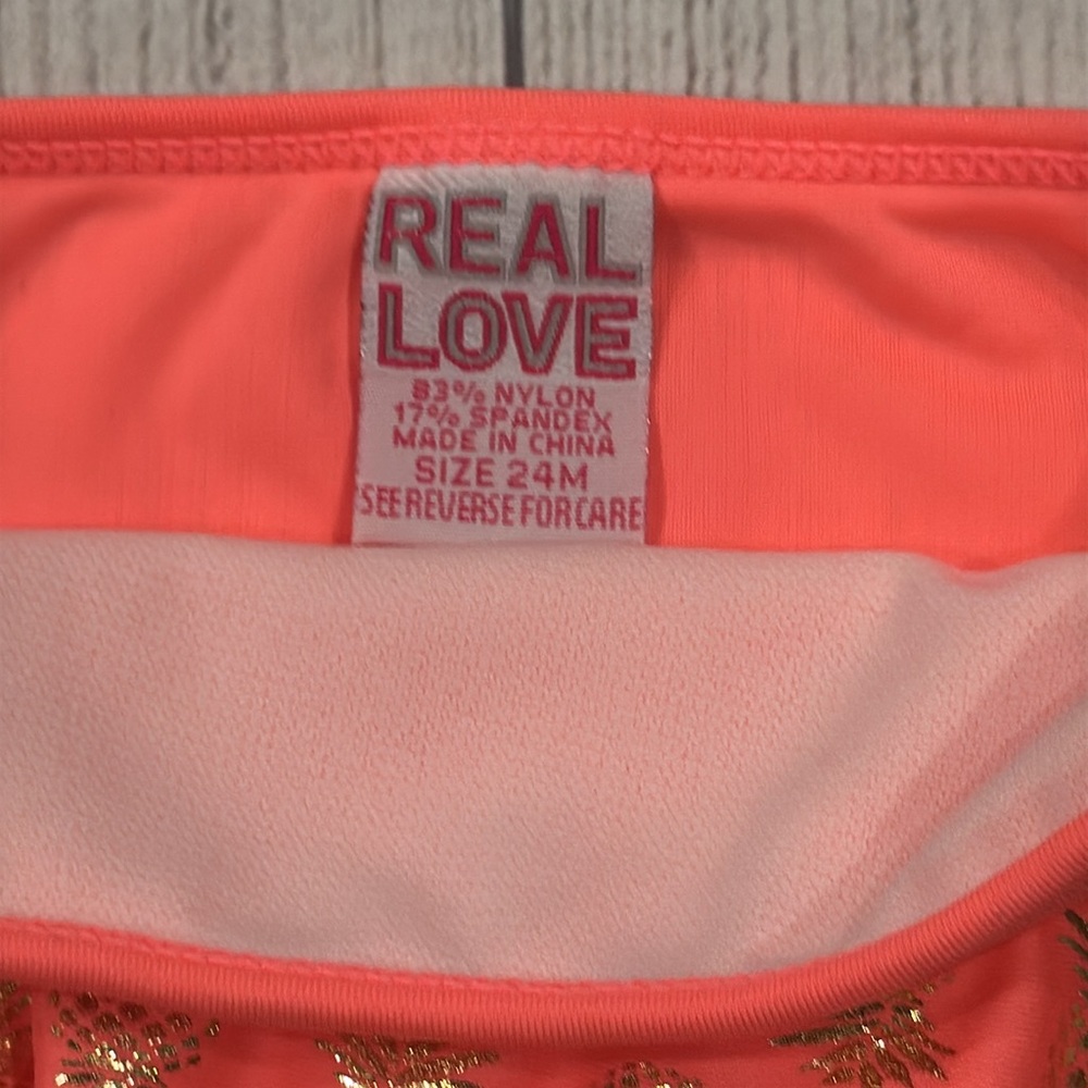 Real Love Baby Girls 2pc Coral and Gold Pineapple Swim Set - Picture 6 of 6